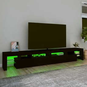 fekete TV-szekrény LED-világítással 260x36,5x40 cm