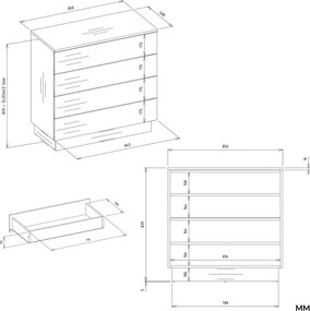 Amber 4S komód 4 fiók, kasmír