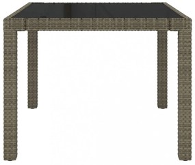 szürke polyrattan és edzett üveg kerti asztal 90 x 90 x 75 cm