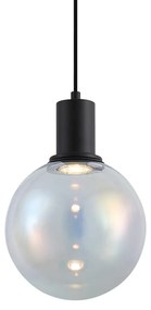 Design függőlámpa fekete, átlátszó üveggel 20 cm - Mallon