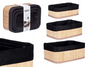 3 db-os Kosár Tároló Doboz szett fürdőszobába fekete