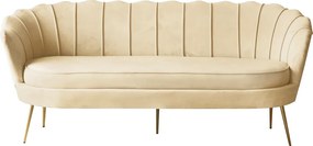 Luxus kanapé, 3 személyes, bézs Velvet szövet/arany, Art-deco, NOBLEO TYP 2