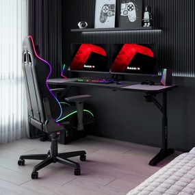 Gamer asztal, elektromos íróasztal Hero fekete carbon 160 × 60 cm