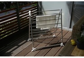 WENKO 3772020100 - PROFI szárítóállvány 65x150 cm rozsdamentes acél/ezüst/fehér