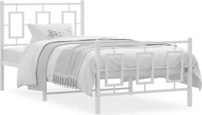 vidaXL fehér fém ágykeret fej- és lábtámlával 90x200 cm