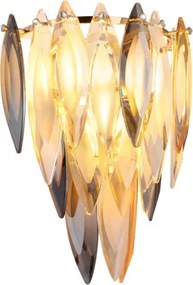 Globo 64136W Fali lámpa, arany színű fém, füstszínű, pezsgőszínű és átlátszó K9 kristályokkal, SzxM: 270x340 mm, Mélység: 160 mm, 3xE14 40W 230V izzók nélkül