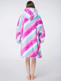 báránybunda hatású kapucnis, ujjas pléd AURORA színes