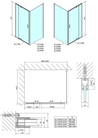 Polysan Polysan, EASY négyszögletes zuhanyparaván forgóajtó 900-1000x800mm L/P változat, téglaüveg, EL1738EL3238