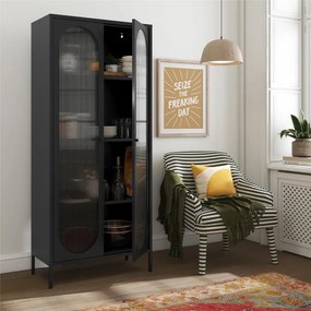 Fekete fém tálalószekrény 80x186x40 cm Luna – Støraa