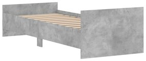 betonszürke egyszemélyes fa ágykeret 75 x 190 cm