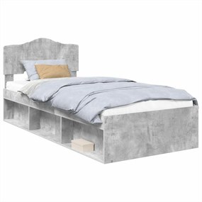 vidaXL Ágykeret fejtámlával Beton Szürke 75 x 190 cm Tömör fenyőfa