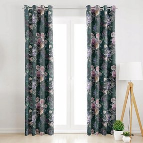 Függöny Átvezetőkkel Színes Virágok 145x260