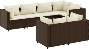 vidaXL 7 részes barna polyrattan kerti ülőgarnitúra párnákkal