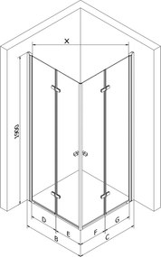 Mexen Lima DUO zuhanykabin 100x100 cm, átlátszó, króm, 856-100-100-02-00
