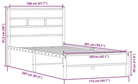 sonoma tölgy színű szerelt fa ágykeret matrac nélkül 107x200 cm