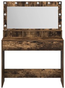 Sminkasztal LED fénnyel Füstölt tölgy 100x41x135 cm