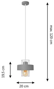 Csillár zsinóron VOLTA 1xE27/15W/230V szürke