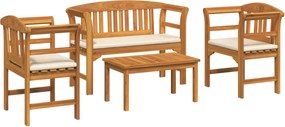 vidaXL Kerti rózsa fotel szett párnával 4 pcs Tömör Akácfa