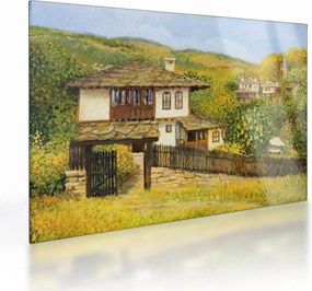 Üveg kép - Házak nyáron (70x50 cm)