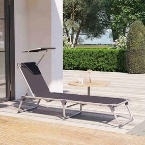 MALIBU kerti napozóágy állítható napellenzővel, 193x55x31cm, szürke SongmicsHome