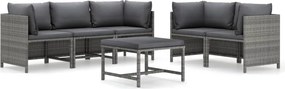 vidaXL 6 részes szürke polyrattan kerti ülőgarnitúra párnákkal
