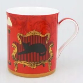 Porcelán bögre piros cica 300 ml