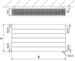 Mexen CVL33 Line, panelradiátor 300 x 900 mm, alsó csatlakozás, 1116 W, antracit, W633L-030-090-66