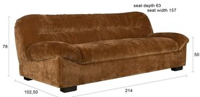 Barna bársony kanapé 214 cm Douglas – Dutchbone