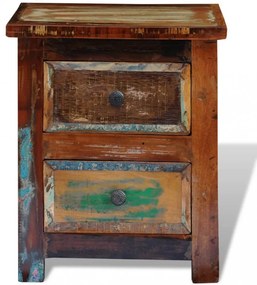 kétfiókos tömör újrahasznosított fa éjjeliszekrény