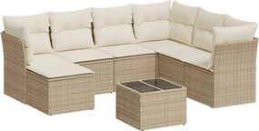 vidaXL 8 részes bézs polyrattan kerti ülőgarnitúra párnával