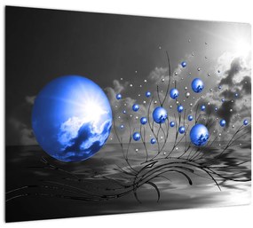 Világoskék gömbök képe (üvegen) (70x50 cm)