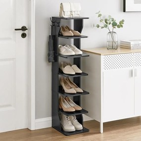 Vékony cipőtartó, keskeny cipőtároló rendszer, 6 szintes, fekete