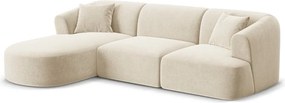 Bézs bársony sarokkanapé (bal oldali-heverő résszel) Campi – Cosmopolitan Design