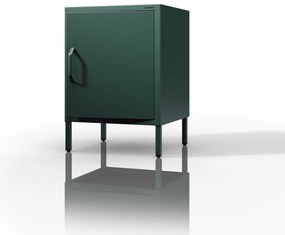 Fém éjjeliszekrény lábakkal, üvegzöld, 424x595x400 mm: MIA Modern
