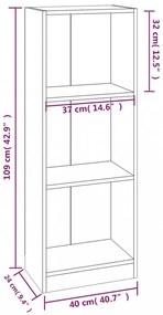 3 szintes szürke sonoma szerelt fa könyvszekrény 40x24x109 cm