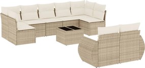 vidaXL 10 részes bézs polyrattan kerti ülőgarnitúra párnával