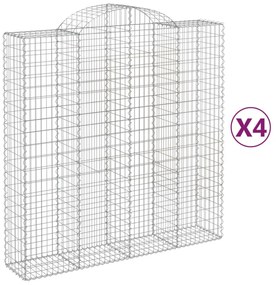 vidaXL 4 db íves horganyzott vas gabion kosár 200x50x200/220 cm