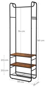 Előszobafal TAYLOR cipőtartóval 181x58 cm, rusztikus barna