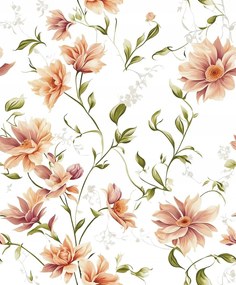 Fehér Tapéta Narancssárga Virágos Vinil Tapéta Szoba