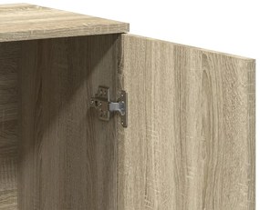 2 db sonoma tölgy színű szerelt fa tálalóasztal 79 x 38 x 80 cm