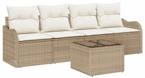 vidaXL Kerti Kanapé Szett párnával tárolóval 5 pcs Beige és krém