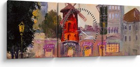 Kép - Moulin rouge, Párizs, Franciaország (órával) (90x30 cm)