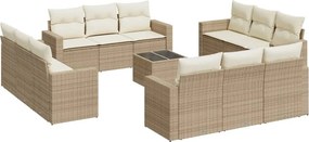 vidaXL 13 részes bézs polyrattan kerti ülőgarnitúra párnákkal