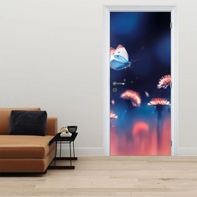 Fotótapéta ajtóra - Pitypang kék pillangóval (95x205cm)
