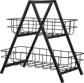 GRID két emeletes fém tároló, fekete 33 cm