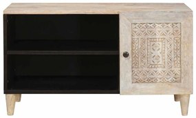 TV szekrény polcokkal Fehér 80 x 33 x 46 cm tömör mangófa