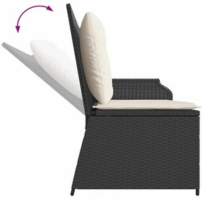 Kerti pad párnával Fekete Poli rattan