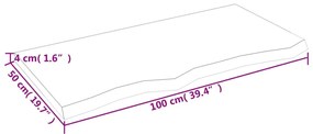 kezeletlen tömör tölgyfa fali polc 100x50x(2-4) cm