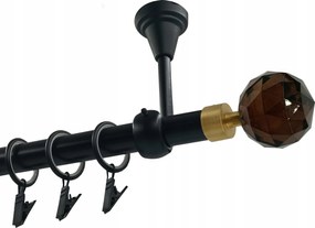 Egyrudas Fém függönykarnis, Mennyezeti, 19mm, Matt Fekete, 200cm, Crystal Brown Gold