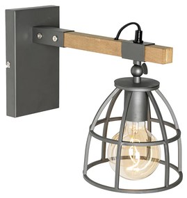 Ipari fali lámpa sötétszürke fával, állítható - Arthur